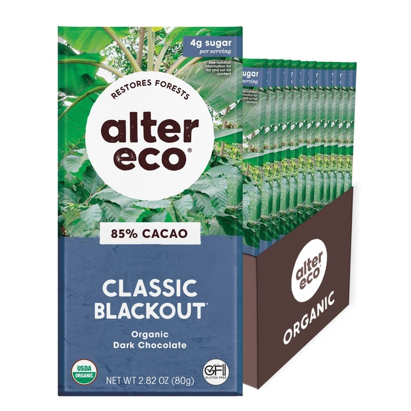 Alter Eco Organic Chocolate Bar Deep Dark Blackout 85% Cocoa 2.82 oz (80 g) - 12 Bars