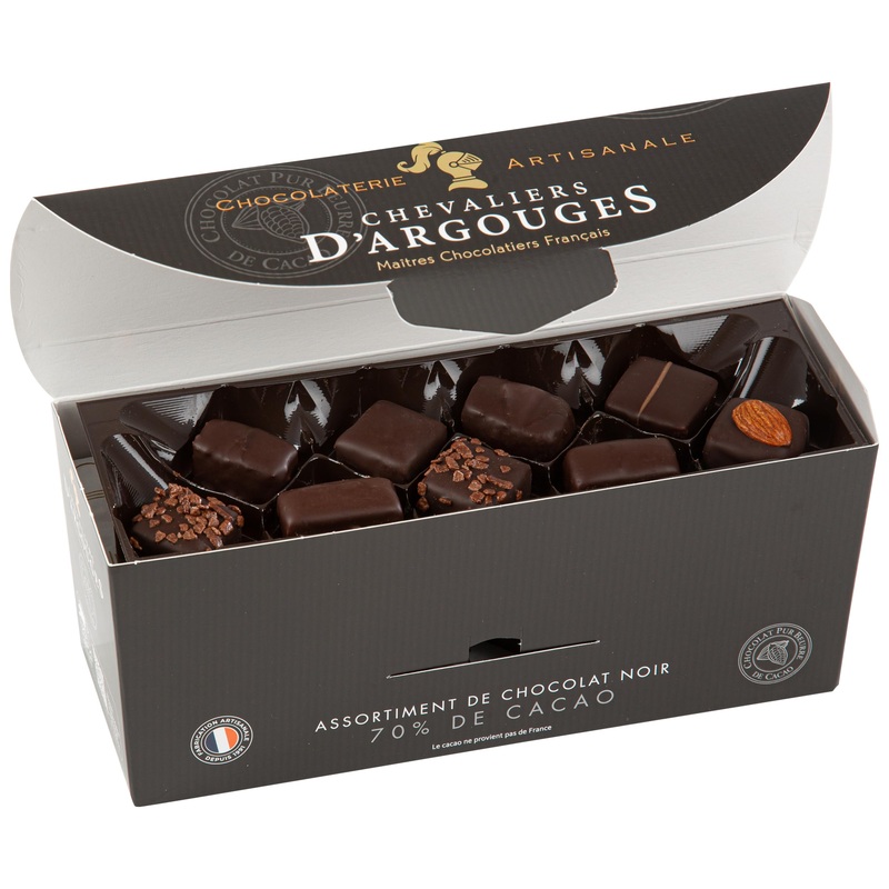 CHEVALIERS D'ARGOUGES French Master Chocolatiers - Assortment of dark chocolates 70% - Ballotin tasting 365g