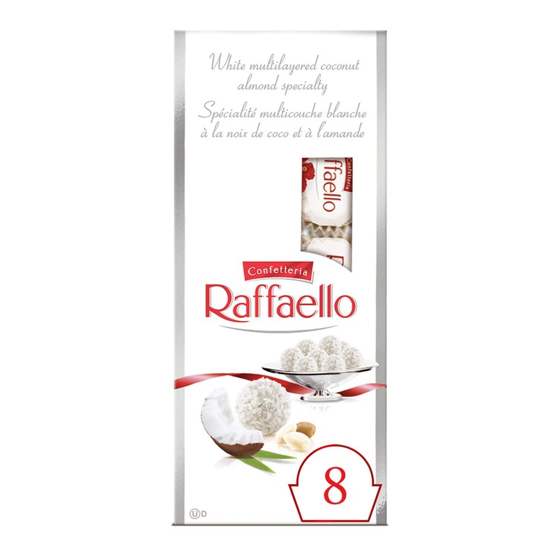 CONFETTERIA RAFFAELLO Coconut Almond Specialty Bag of 8 Individually Wrapped Confections 80g Raffaello 1 bag of 8 pieces