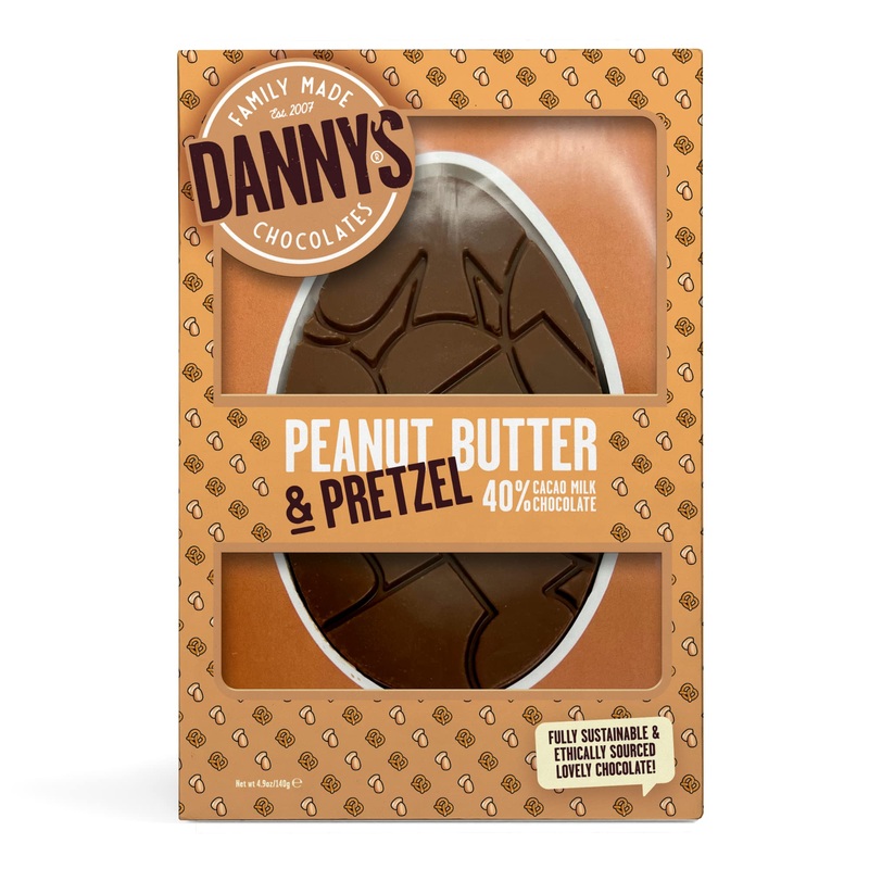 Danny's Easter Chocolate - Large Chunky 140g Peanut Butter & Pretzel Egg Bar - Easter Eggs Chocolate - Easter Milk Chocolate Eggs for Kids