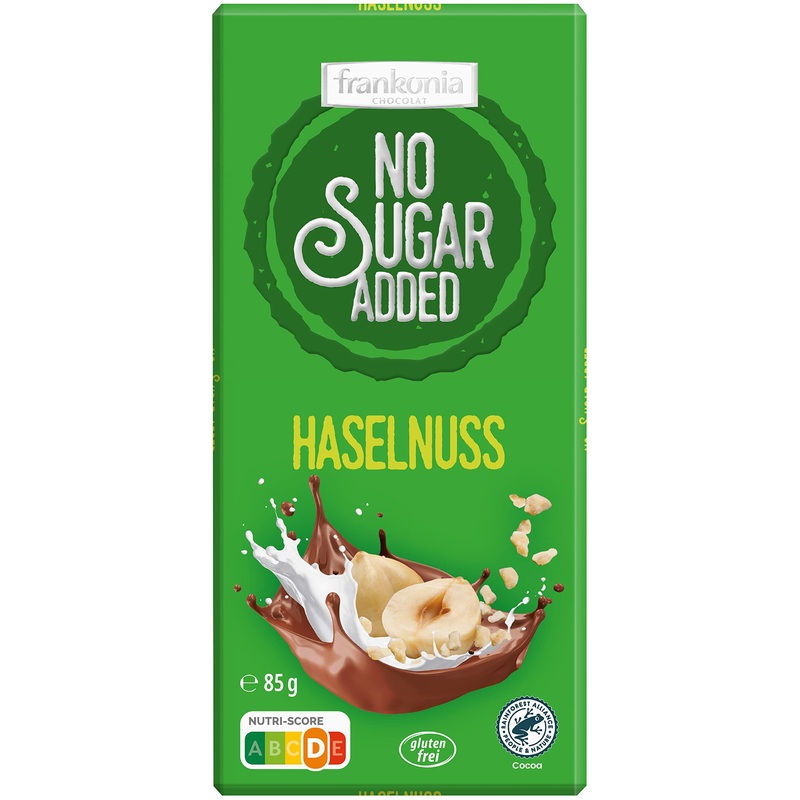 frankonia CHOCOLAT NO SUGAR ADDED Hazelnut Chocolate gluten-free 85 g 85 g (1 pack)