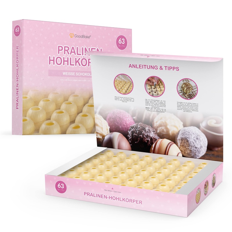 Goodbake chocolate hollow body (63 pcs)-white chocolate-make chocolates yourself with chocolate hollow balls chocolate shape chocolate forms for Christmas chocolates ...
