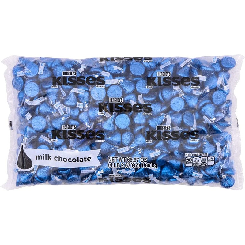 HERSHEY'S KISSES Dark Blue Foils Milk Chocolate Candy, Bulk, 66.7 oz Bag (400 Pieces)