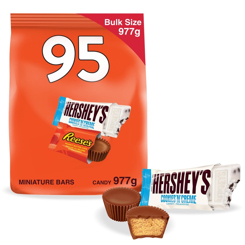 Hershey's & Reese's 95 Count Bulk Size Candy Individually Wrapped Chocolate Holiday Chocolate Candy Chocolate Candy to Share Chocolate Candy for Kids - Assorted Mini Bars Hershey's & Reese's 95 Count (Pack of 1)