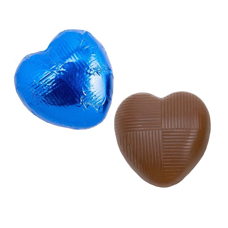 Italian Options Milk Chocolate Hearts 250 grams approx 41 Pieces Royal Blue Foil Milk Choc 250g Royal Blue