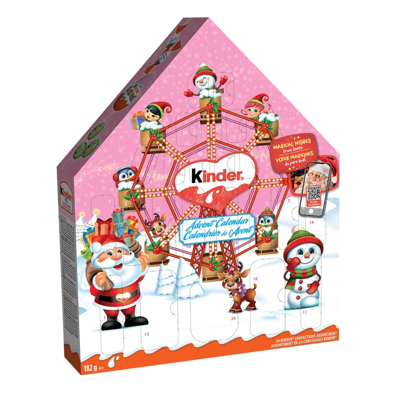 KINDER Advent Calendar with KINDER SURPRISE Pink Edition KINDER Mini Eggs KINDER CHOCOLATE KINDER SCHOKOBONS and Hollow Santa 24 Treats 182g