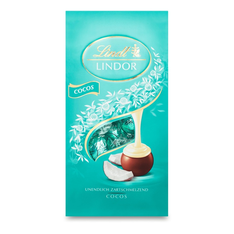 Lindt chocolate lindor balls cocos |136g bag |approx. 10 balls whole milk chocolate with a delicate melting coconut filling |Praline gift |Chocolate gift cocos 1 piece (1 Pack)
