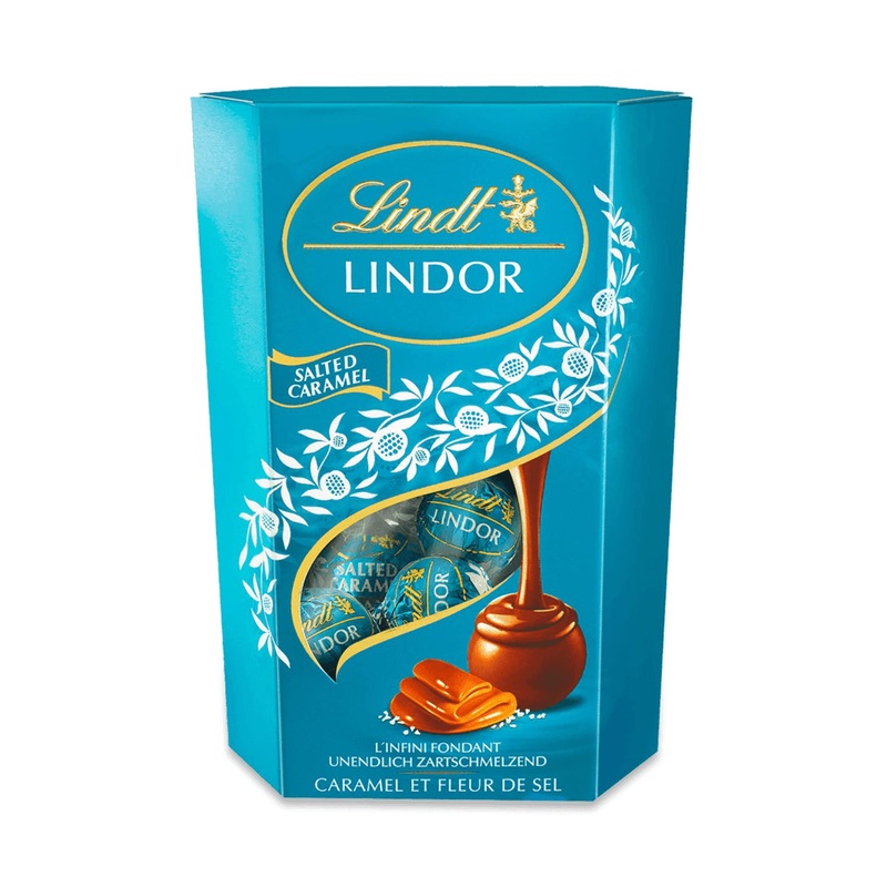 Lindt chocolate lindor balls salted caramel |500 g Cornet |approx. 40 balls chocolate balls milk chocolate with a filling made of salt caramel |Pralines gift |Chocolate Gift Salz & Caramel 500g