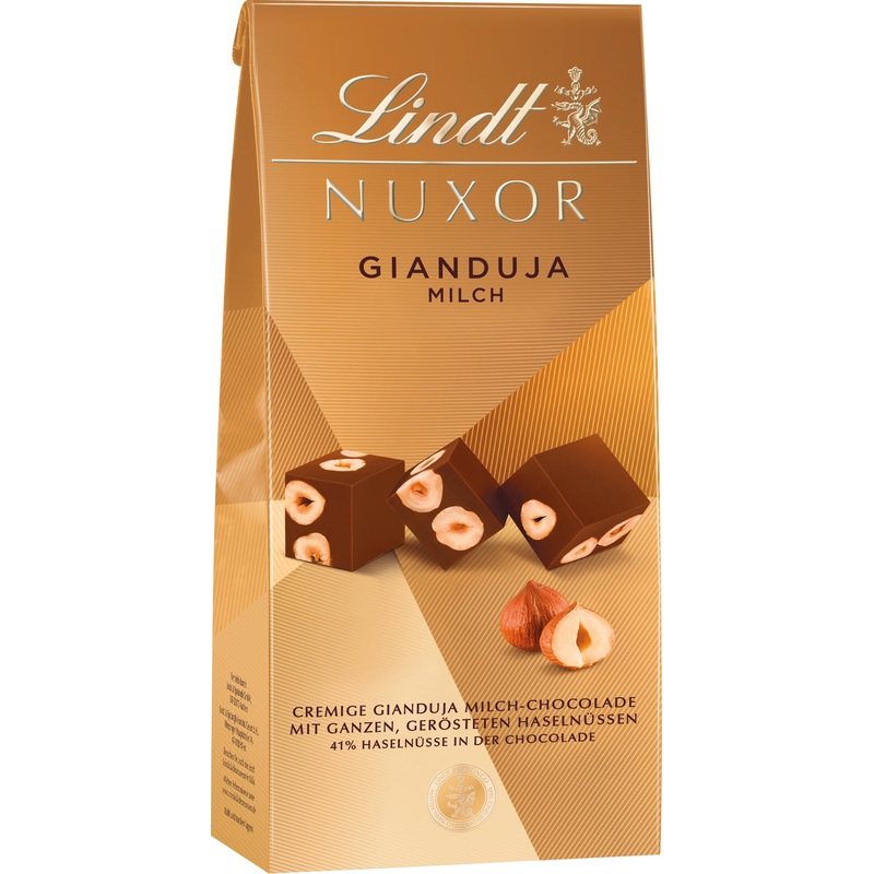 Lindt chocolate nuxor milk |103 g bag |Creamy Gianduja milk chocolate with whole roasted hazelnuts |Praline gift |Chocolate gift milk 103 g