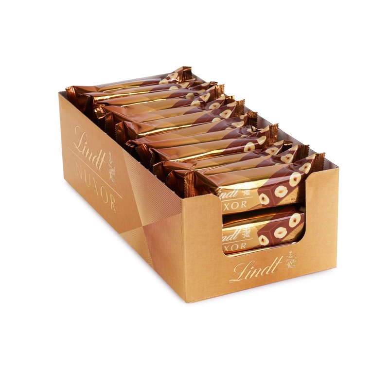 Lindt chocolate nuxor milk |36 x 33 g |Creamy Gianduja milk chocolate with whole roasted hazelnuts |36 chocolate bars in the counter display |Chocolate bar |Chocolate gift milk 36 x 33 g