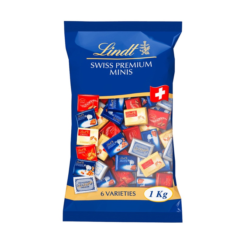 Lindt chocolate swiss napolitain |1 kg |Fully milk chocolate mini tables in the varieties milk nut Lindor Milk Cresta White Cr mant |Large pack |Chocolate gift 1000 g single