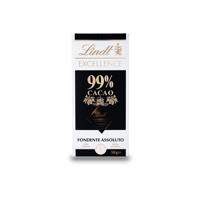 Lindt Excellence 99 % cocoa - noble bitter chocolate |50 g Tafel |Extra strong bitter chocolate |Intensive cocoa taste |Dark chocolate |Vegan chocolate |Chocolate gift 99%
