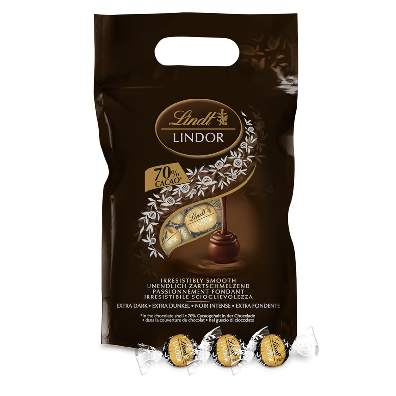 Lindt Lindor chocolate balls extra dark |approx. 80 balls of noble chocolate |Dark chocolate with 70% cocoa |Large pack chocolate gift 1kg (1-pack) Dark 70% 1 kg