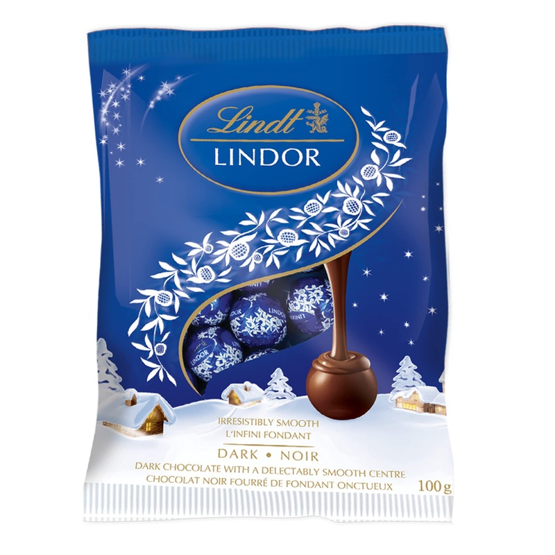 LINDT LINDOR Dark Chocolate Mini Balls 100 Gram Bag Christmas Chocolate Christmas Stocking Stuffers Dark Chocolate 100g