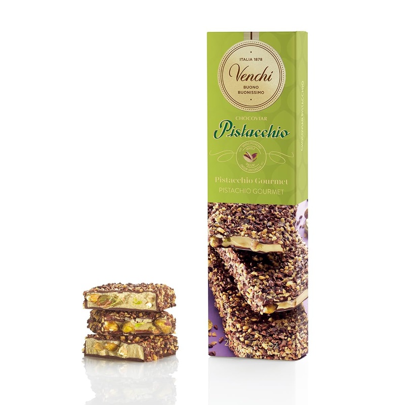 Venchi - Chocoviar Pistachio Chocolate Bar 200 g - With Crunchy Pistachios Caramel Bits and Cocoa Nibs - Gluten Free