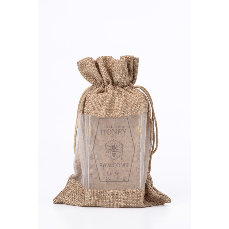 100% Authentic, Usa - Made Raw Edible Honeycomb Gift Bag Approx. 7 Oz. - Pure Southern Honey - Gourmet - Non - Gmo, No Additives