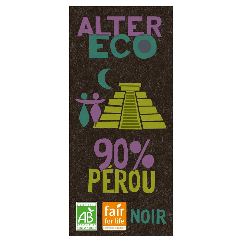 ALTER ECO - 90% Dark Chocolate Bar - Intense Cocoa Notes - Organic & Fair Trade - Peruvian Origin - 100 g