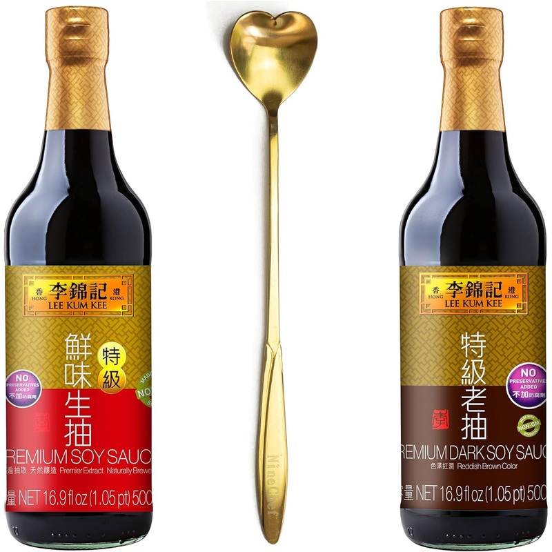 Hongkong Premium Light Soy Sauce 16.9 Fl. Ounce 500Ml And Premium Dark Soy Sauce 16.9 Fl. Ounce 500Ml Lijinji