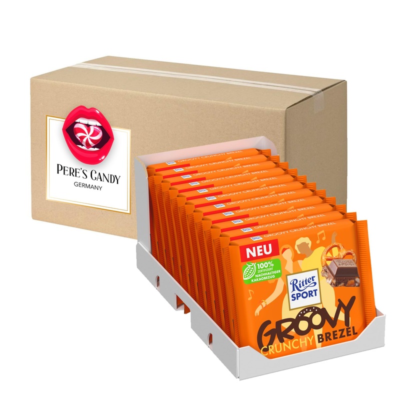 Knight Sport Groovy Crunchy Brezel Milk Chocolate with Brezelst ckchen and Cornflakes 11 Pack (11x100g) with gift from Pere's Candy Crunchy Brezel 11 Pack