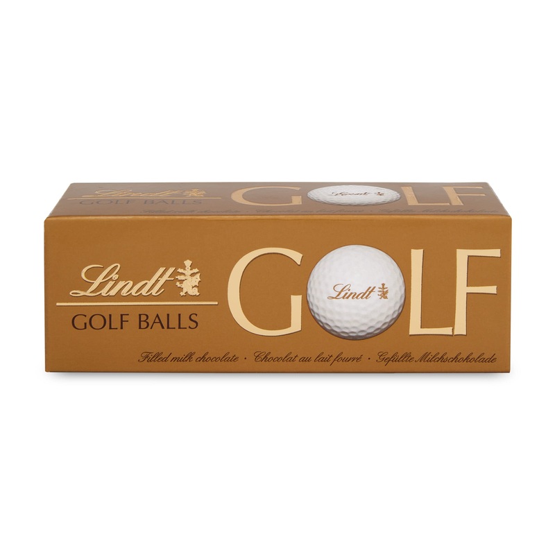 Lindt chocolate - golf balls |110 G |Three golf balls made of Lindt whole milk chocolate with nougat cream filling and waffle pieces |Praline gift |Gift for golfers |Chocolate gift