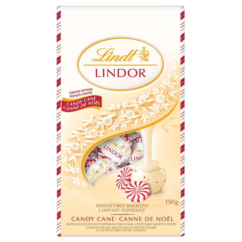 Lindt LINDOR Candy Cane White Chocolate Truffles 150-Gram Bag