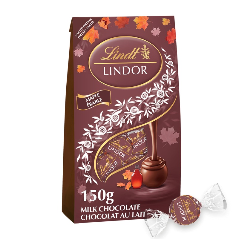 Lindt LINDOR Maple Milk Chocolate Truffles 150g Gram Bag Individually Wrapped Chocolate Perfect Chocolate Gift