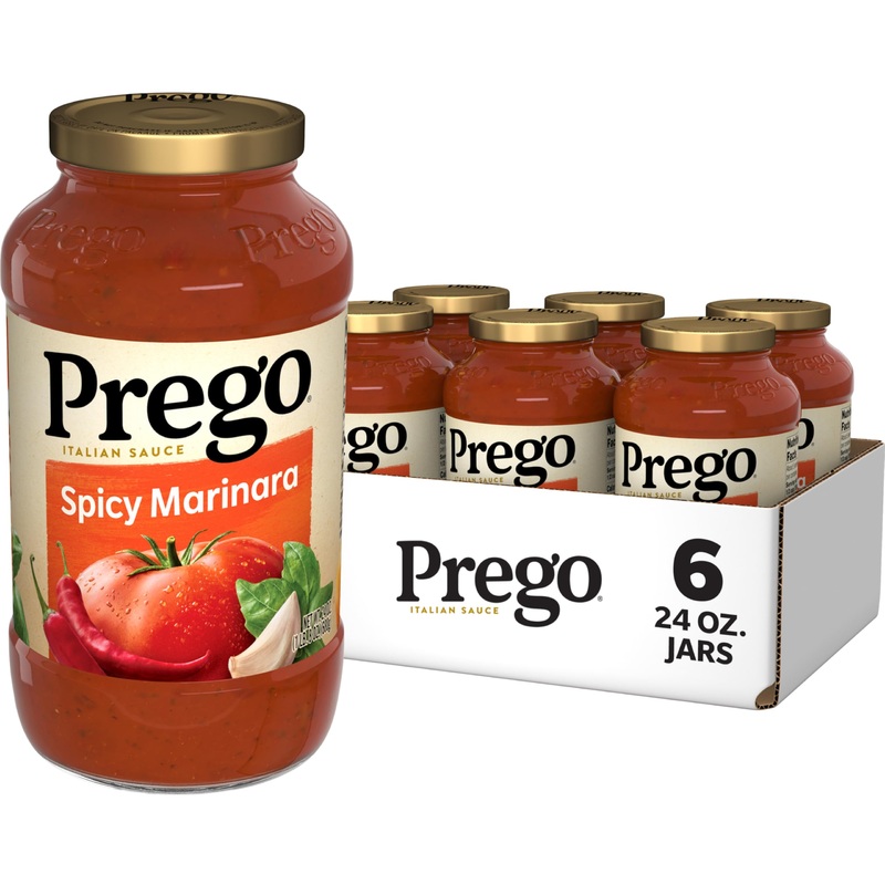 Prego Spicy Marinara Pasta Sauce, 24 Oz Jar (Pack Of 6)