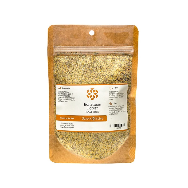 Savory Spice Bohemian Forest, Salt-Free | European Style Mustard & Herb Seasoning Rub For Roasting Meats & Vegetables (1 Cup Bag