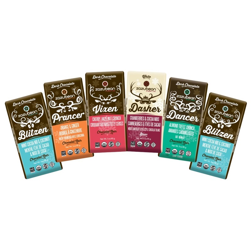 Zazubean HOLIDAY bars - Organic Vegan Fair trade Gluten free Soy Free (Variety Pack)