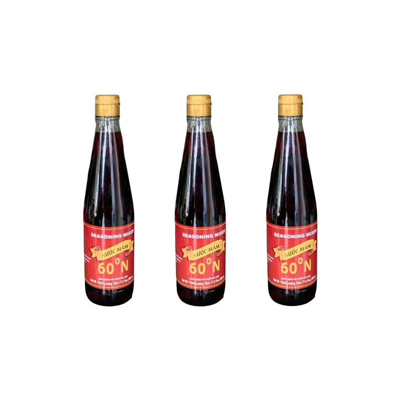 3 Packs - 60N Phu Quoc Premium Fish Sauce - Ba Chai Nuoc Mam Phu Quoc Dam Dac 60 Do Dam - 17 Oz Per Bottle X 3 Bottles Per Order