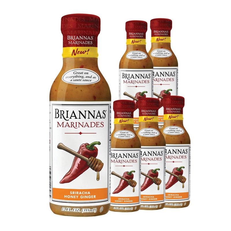 Briannas - Sriracha Honey Ginger Marinade - Small Batch, Gluten Free Marinade Made With Premium Ingredients - 12 Oz. Bottles - 6
