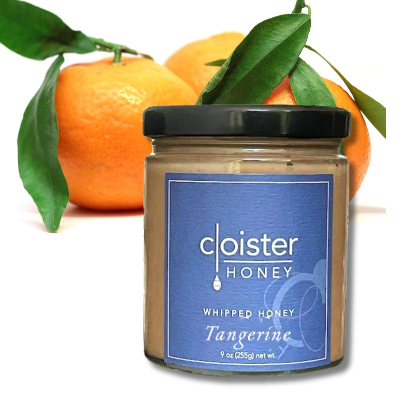 Cloister Honey Whipped Honey - Tangerine (9 Oz) | Hand Crafted | Raw Artisan Honey | 100% Pure, Raw & Unfiltered | All Natural |