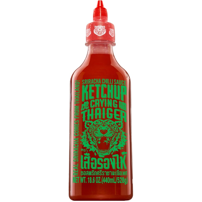 Crying Thaiger Sriracha Ketchup Chili Sauce In Squeeze Bottle 18.6 Ounce, Vegan, Gluten Free, Non-Gmo, From Thailand (Pack Of 12