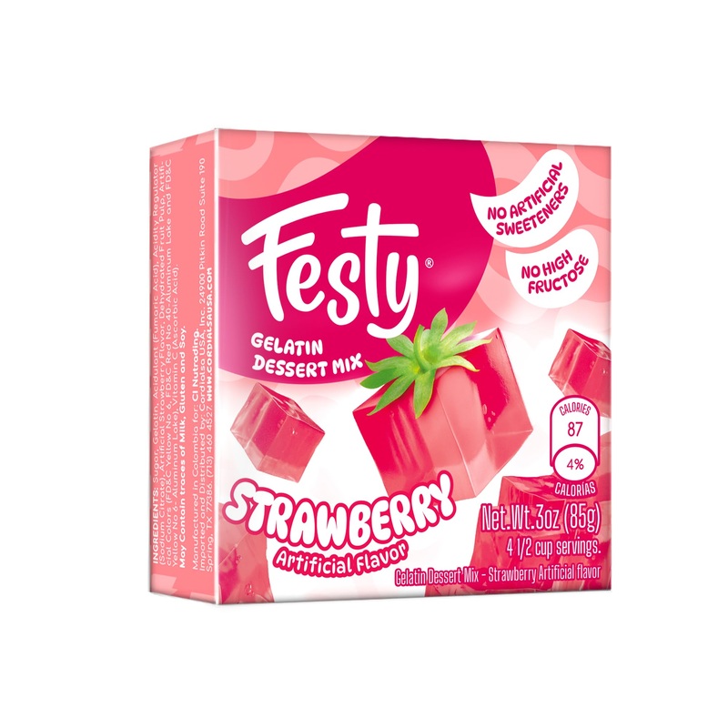 Festy Strawberry Gelatin Dessert Mix, 3 Oz