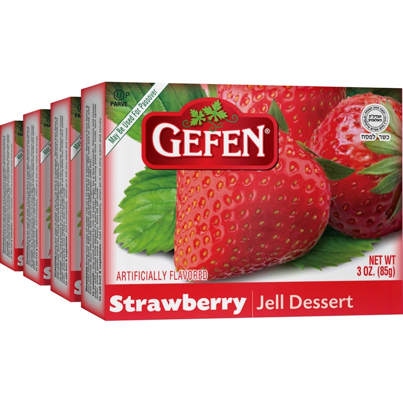 Gefen Strawberry Flavored Jello 3Oz (4 Pack) Vegan Friendly, Easy To Prepare, Kosher For Passover, No High Fructose Corn Syrup