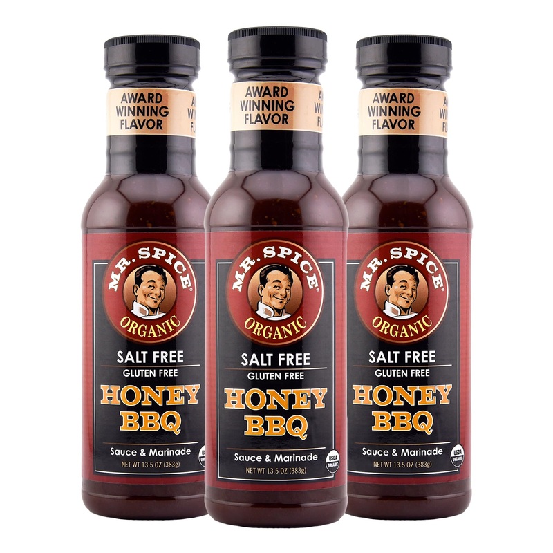 Mr. Spice Salt Free Award-Winning Taste Honey Bbq Sauce | Low Sodium | Organic | No Salt Bbq Sauces | Gluten Free | Low Calorie