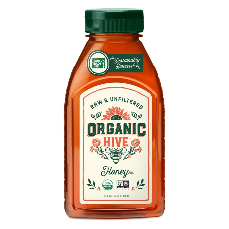 Organic Hive Raw & Unfiltered Organic Honey - 12Oz, 100% Pure, Usda Organic Certified, Sourced From Brazil, Natural Sweetness, I