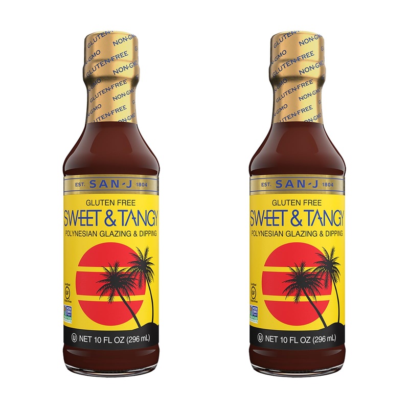 San-J - Gluten Free Sweet & Tangy Sauce - Well-Balanced Sauce For Cooking - Non-Gmo - 10 Oz. Bottles - 2 Pack