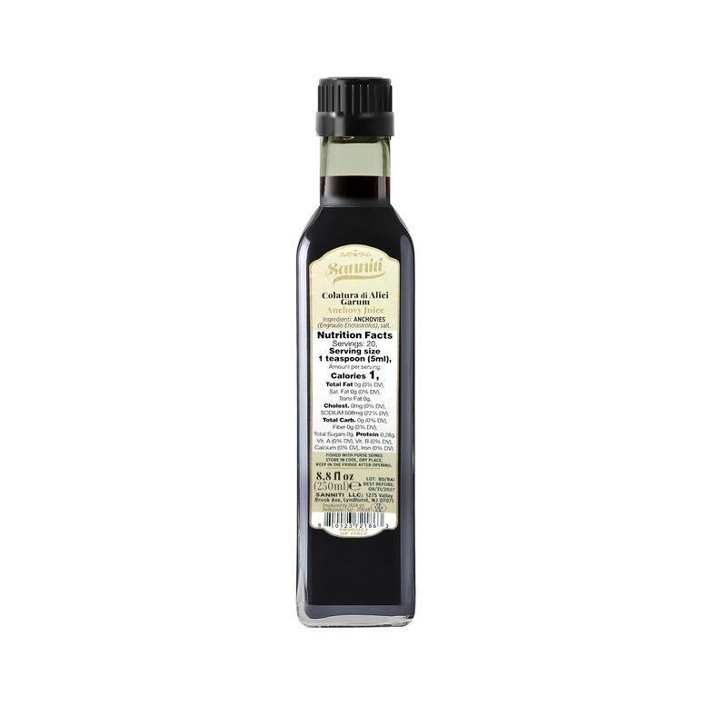 Sanniti Colatura Di Alici | Anchovy Juice Extract | Italian Fish Sauce | Ancient Garum | Product Of Italy (250 Ml (8.8 Fl Oz))