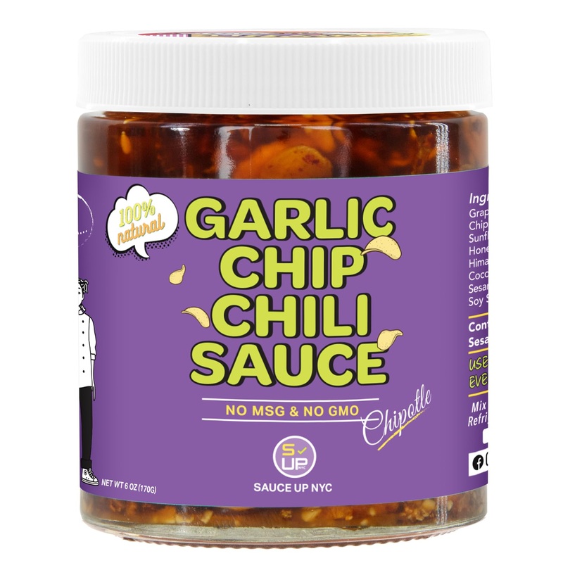 Sauce Up Garlic Chip Chili Sauce | Chipotle Flavor | All-Natural, Keto, Gluten-Free, No Msg | Fried Garlic, Mexican Chilies, Cru
