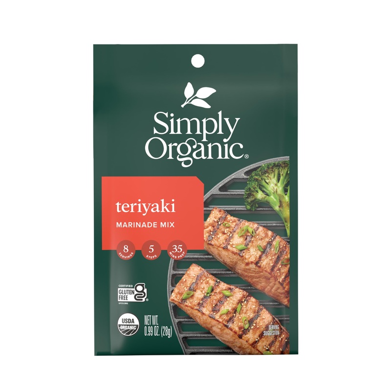 Simply Organic Teriyaki Marinade Mix, Vegan Friendly, Kosher, Usda Certified Organic, Gluten Free & Non-Gmo, 0.99 Ounce (Pack Of