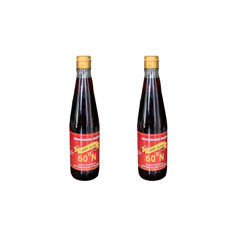 2 Packs - 60N Phu Quoc Premium Fish Sauce - Hai Chai Nuoc Mam Phu Quoc Dam Dac 60 Do Dam - 17 Oz Per Bottle X 2 Bottles Per Orde