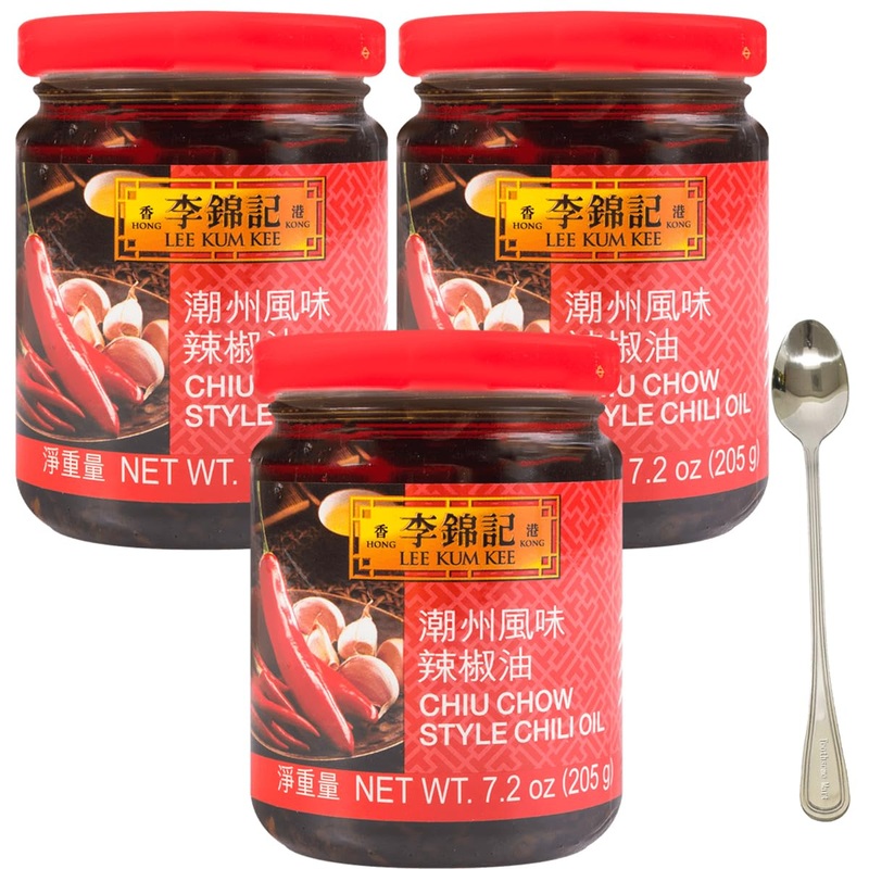 Chiu Chow Chili Oil 205G/7.2Oz,Comes With 1 Free Spoon (Pack Of 3, 7.2Oz)
