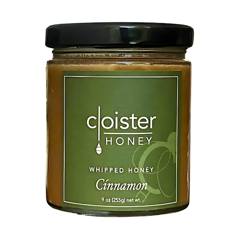 Cloister Honey Whipped Honey - Cinnamon (9 Oz) | Hand Crafted | Raw Artisan Honey | 100% Pure, Raw & Unfiltered | All Natural |