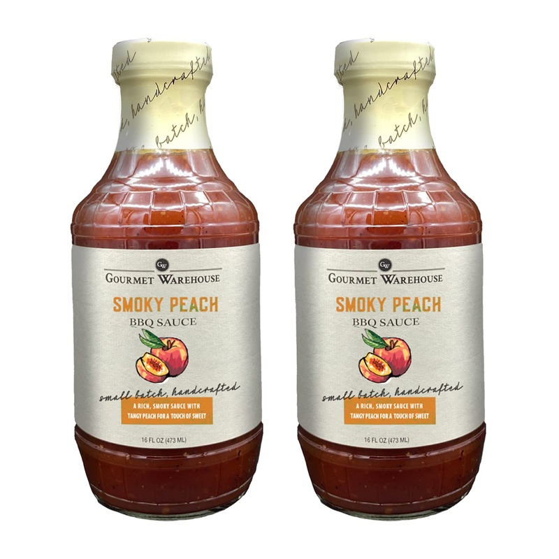 Gourmet Warehouse Smoky Peach Bbq Sauce, Handcrafted In Small Batches Gluten-Free, Hfcs-Free, Delicious Sauce 16 Ounces Bottle (