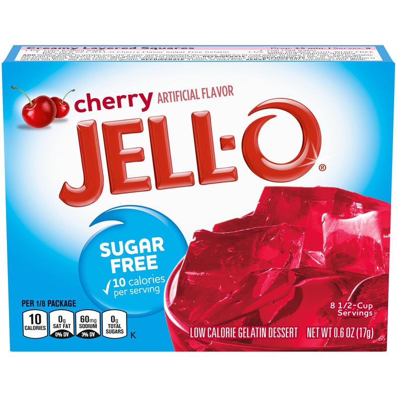 Jell-O Sugar-Free Cherry Gelatin Mix 0.6 Ounce Box (Pack Of 6)