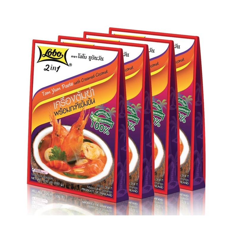 Lobo 2In1 Tom Yum Paste With Creamed Coconut (Pack Of 4)