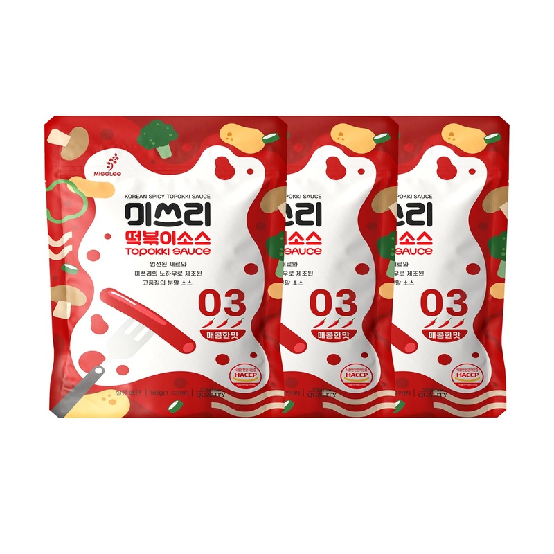 Misslee Tteokbokki Sauce Mix (3 Pack, 2 Servings Each), Level 3 Spicy, Authentic Korean Sauce For Rice Cakes, Stir-Fries & More