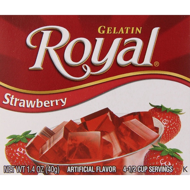 Royal Gelatin, Fat Free Dessert Mix, Strawberry, 1.4 Ounce (Pack Of 12)