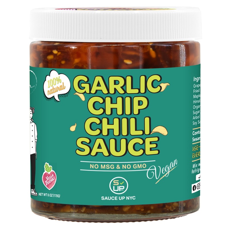 Sauce Up Vegan Garlic Chip Chili Sauce | 100% Natural, Gluten-Free, Keto, No Msg | Crunchy, Sweet, Savory, Mildly Hot | Fried Ga